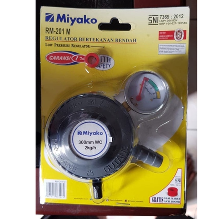 MIYAKO RM 201 M - Regulator Gas Tekanan Rendah + Meter  - Garansi Resmi 1 Tahun