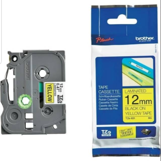 Brother TZE-631 Laminated Label Tape 12mm Black On Yellow TZE631
