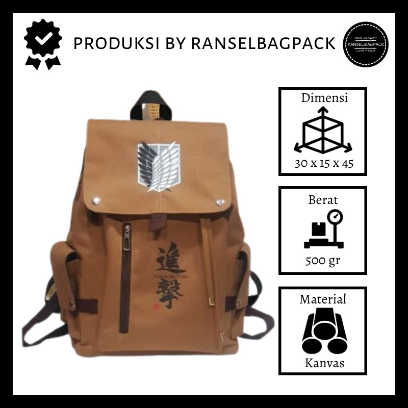 TAS RANSEL SEKOLAH ANIME ONE PIECE BAHAN KANVAS