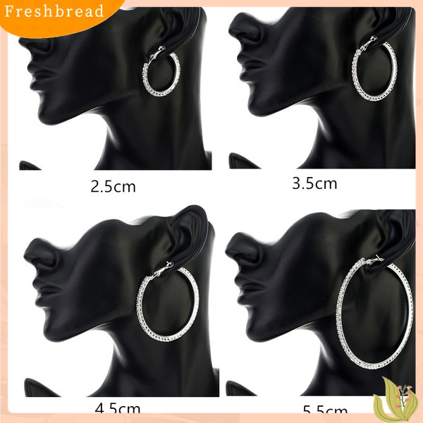 Fresh| Anting Bulat Besar Hias Berlian Imitasi Untuk Wanita