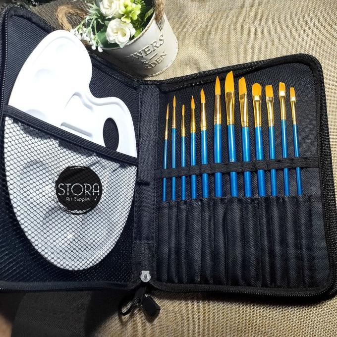 

[[COD]] Joyko Kuas Lukis Set 12 + Palette + Travel Bag / Art Brush Set BRS-7 OBRAL Kode 1128