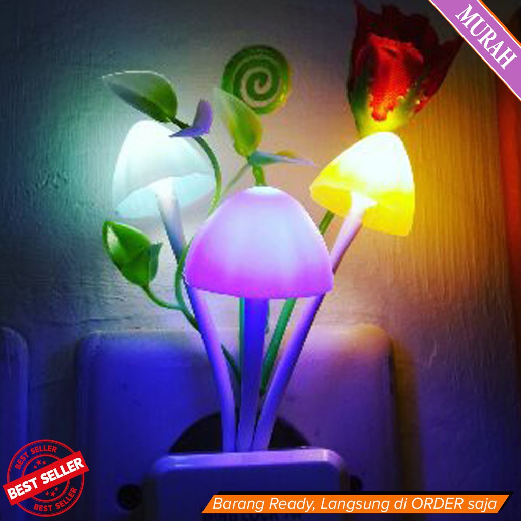 Lampu Jamur Motif Bunga Lampu Tidur Hias LED / Lampu tidur Bunga Sensor Light