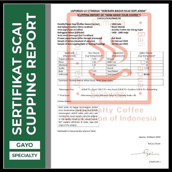 

DISKON TERBATAS !!! BIJI KOPI ARABICA GAYO SPECIALTY FULL WASH 1KG TERLARIS