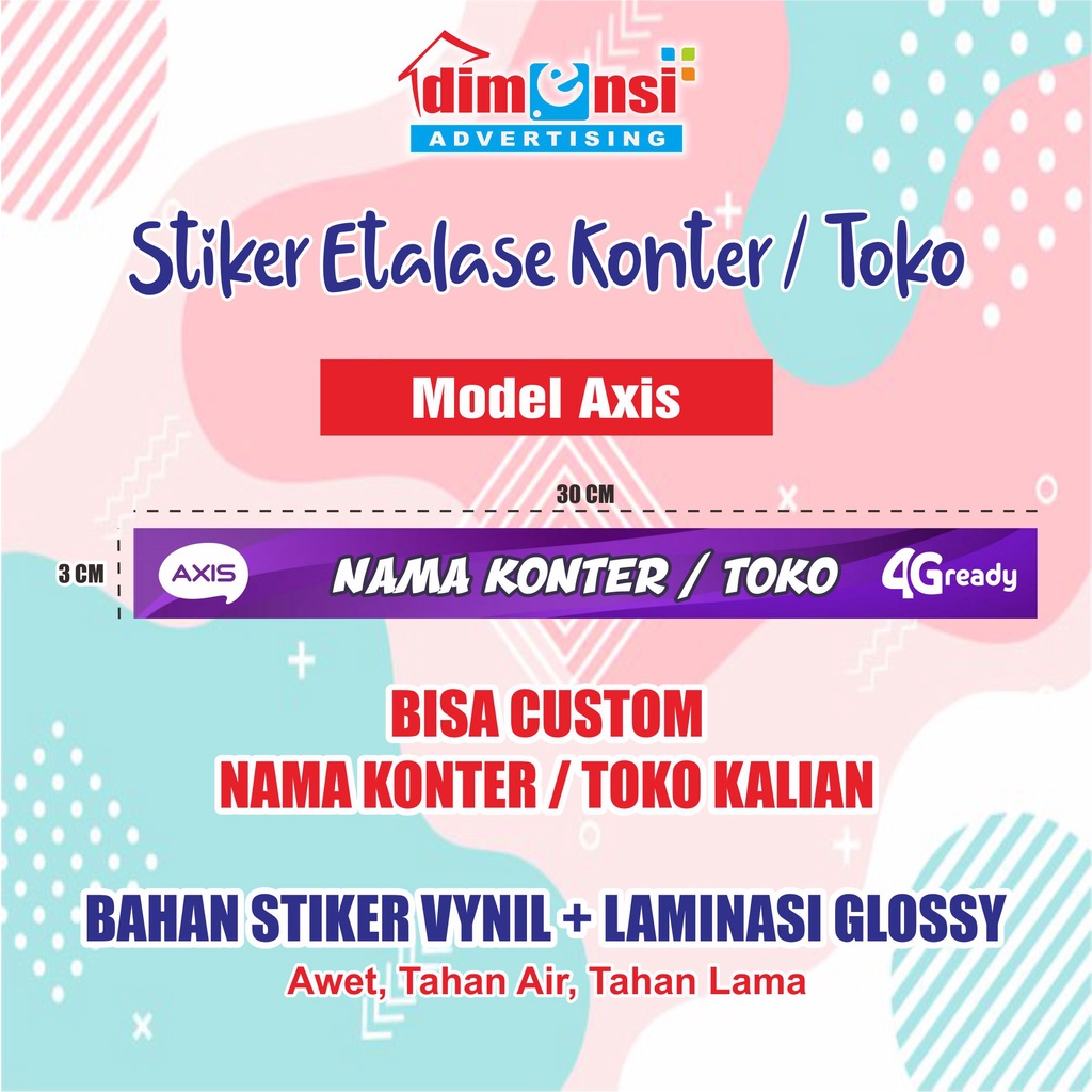 Stiker Etalase Konter / Toko Murah + Laminasi ( Minimal 15 Pcs ) - DIMENSI ADV-Axis