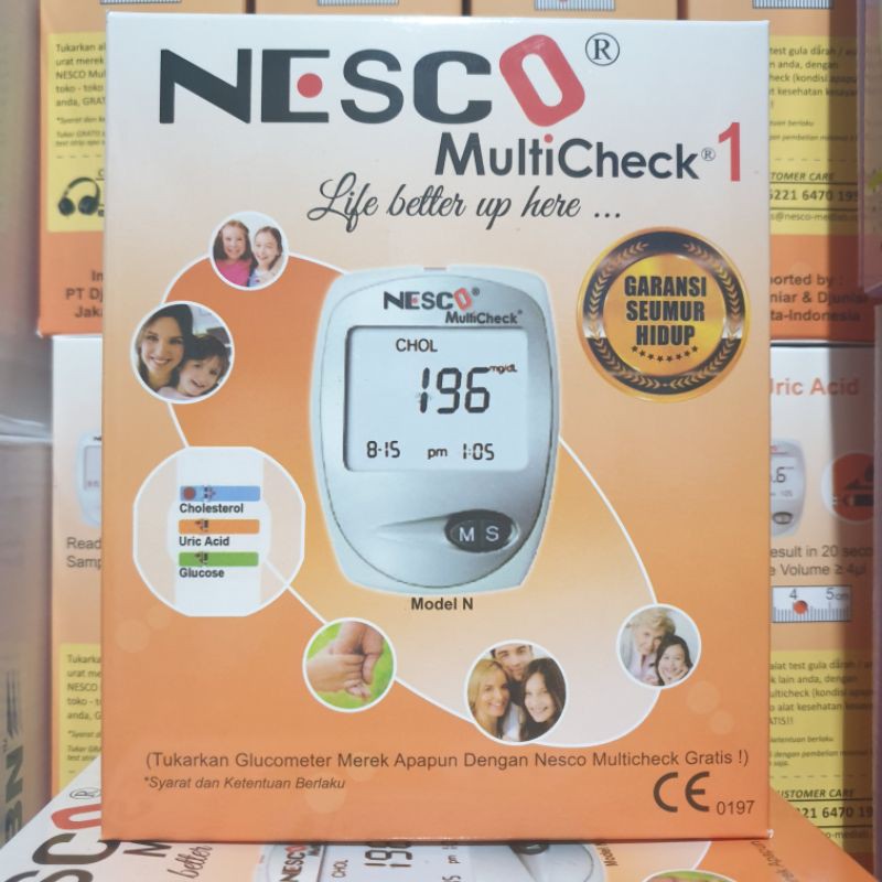 Nesco Multicheck GCU 3 In 1 Alat Cek Gula Darah Kolesterol Asam Urat Original