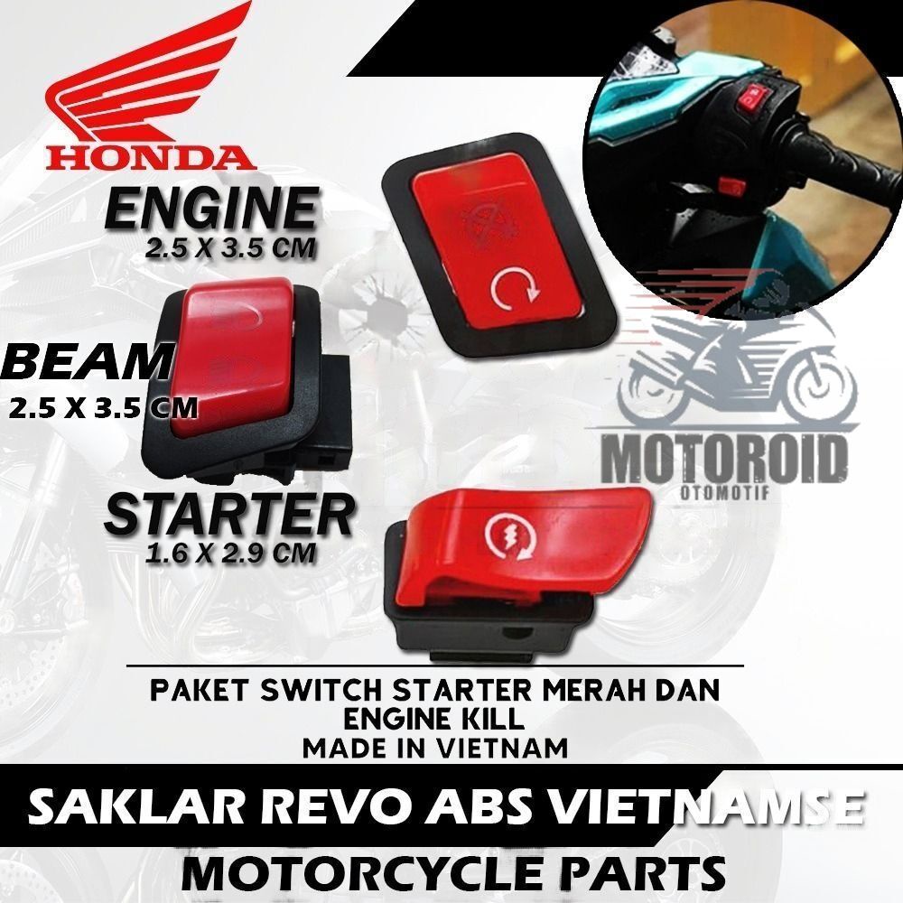 Saklar Tombol Starter Dan Idling Stop Vietnam Merah Cut Starter Dim Vario Beat Scoopy Universal ABS