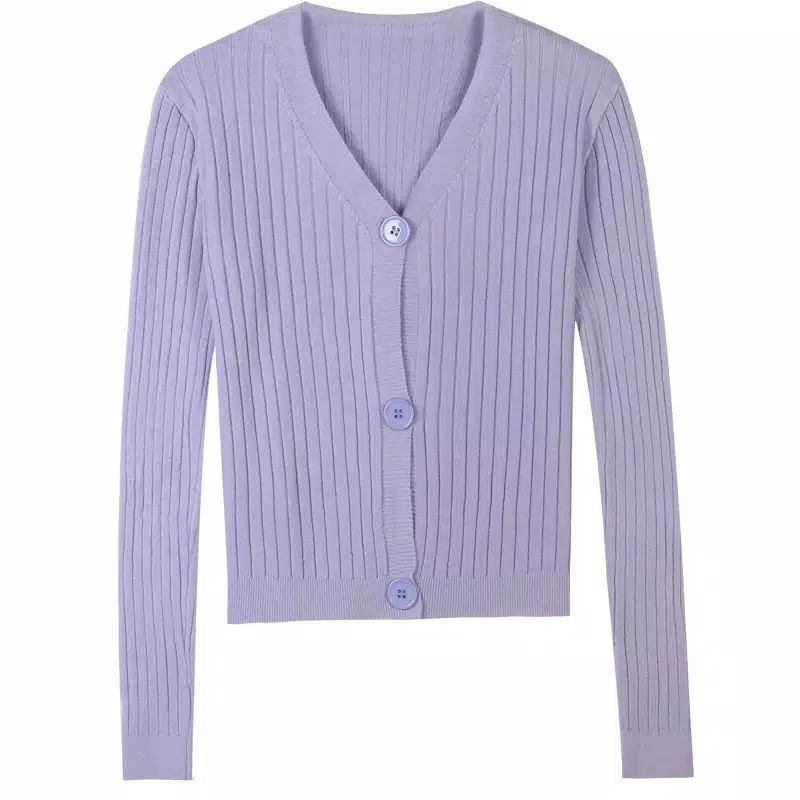 Cardigan Atasan Baju Wanita Lengan Panjang Lilac