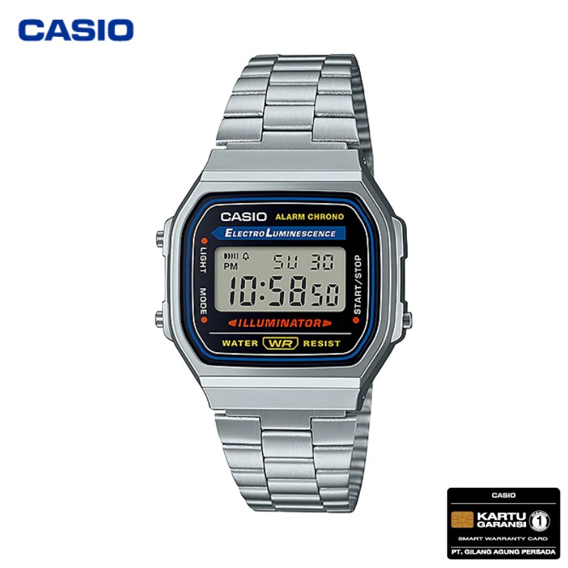 JAM TANGAN WANITA CASIO A-168WA-1A ORIGINAL - A168WA SILVER