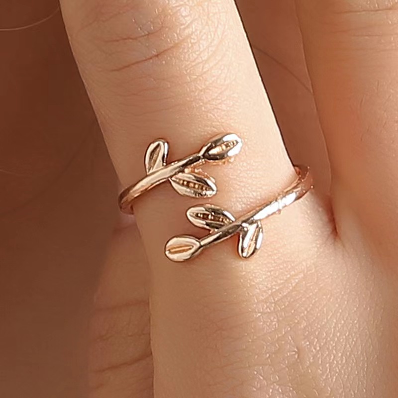 Cincin Wanita Daun Simple Elegan Perhiasan Aksesoris Korean Import