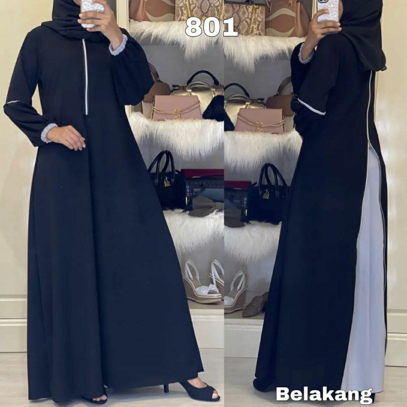 Exclusive Abaya Arab Abaya Hitam Outer Abaya Kombinasi Dress Baju Muslim Bahan Jet Black Kombinasi W