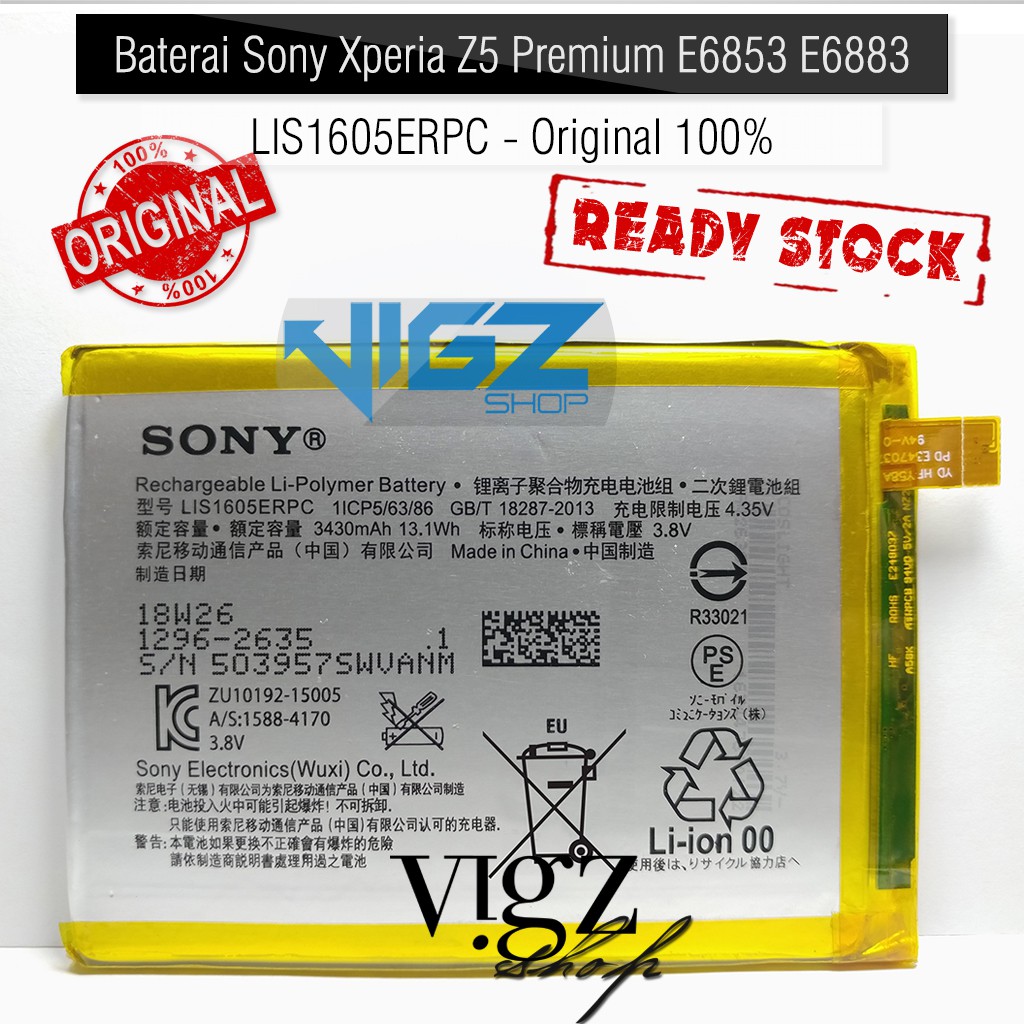 Baterai Sony Xperia Z5 Premium E6853 E6883 LIS1605ERPC Original 100%