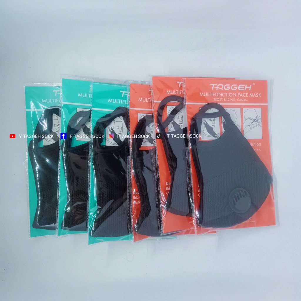 MASKER FILTER HITAM POLOS BERKENDARA PRIA DAN WANITA TAGGEH | MASKER MUKA