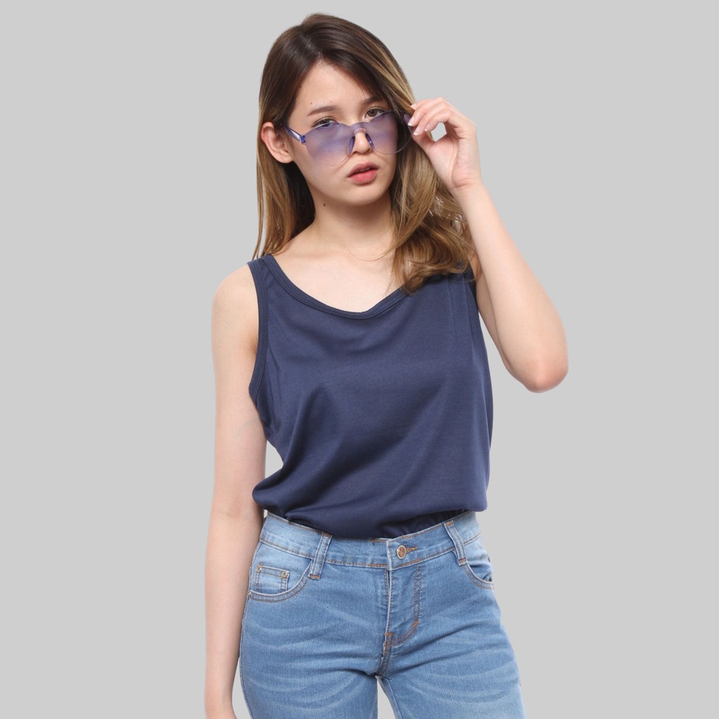 Monellina SINLY Tank Top Wanita Oversize Polos Singlet-1