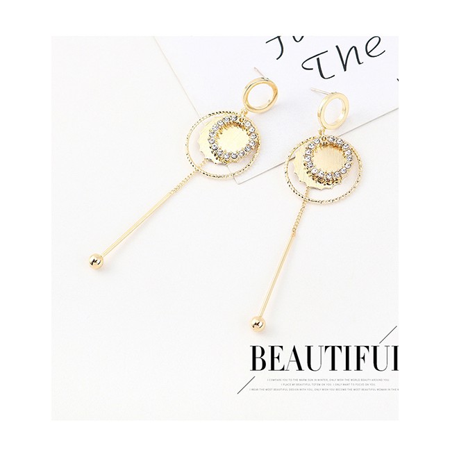 LRC Anting Tusuk Fashion Golden Real Gold Plated Tassel Small Circle S925 Silver Pin Earrings Y63033