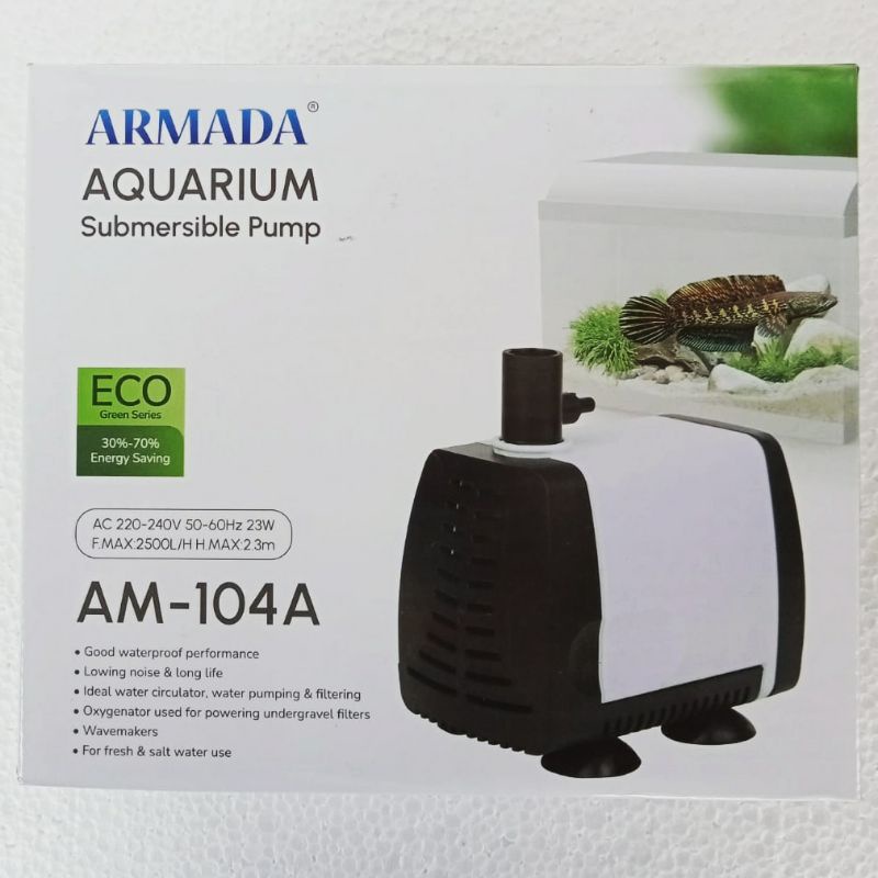 pompa ARMADA AM 104 A mesin celup aquarium kolam 2500 sd 3000 Lph submersible water pump filter ph