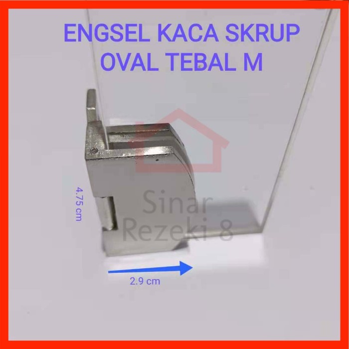 Engsel Pintu Kaca OVAL Stainless M / Lemari Jepit Kayu Penjepit - Oval Tebal M