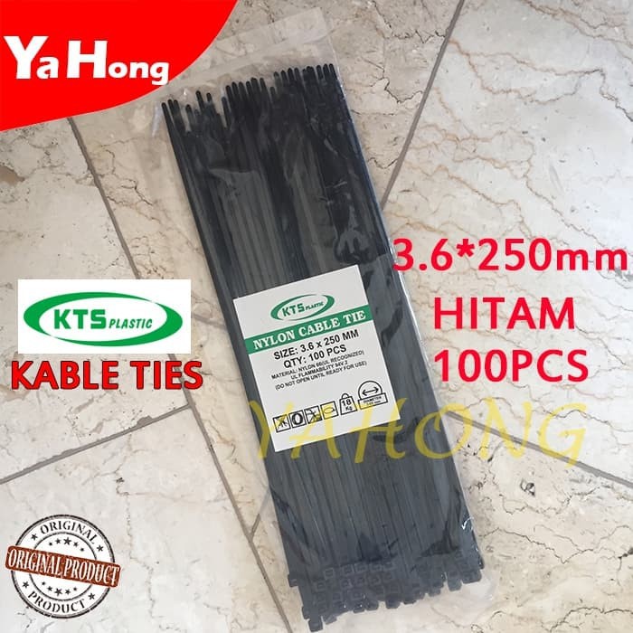 Nylon Cable Tie Kabel Tis Nilon Kabel Ties Pengikat 3.6 x 250mm 25cm HITAM