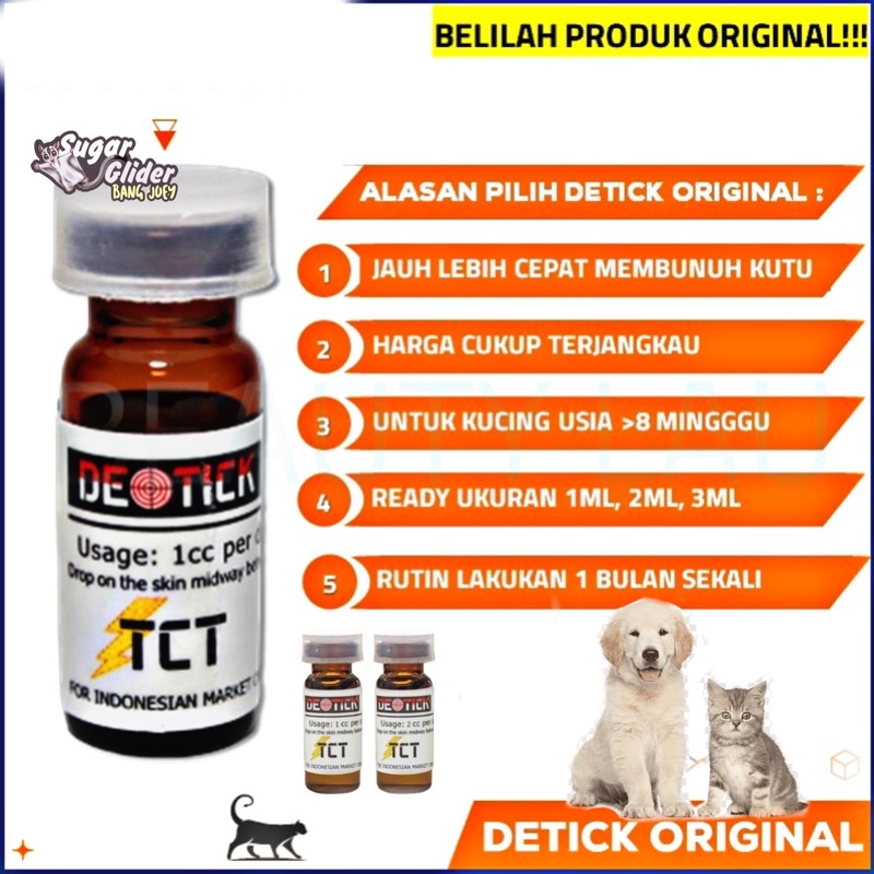 DETICK TCT OBAT TETES KUTU ANJING KUCING DOG CAT 1ml 1cc 2ml original thailand kutu