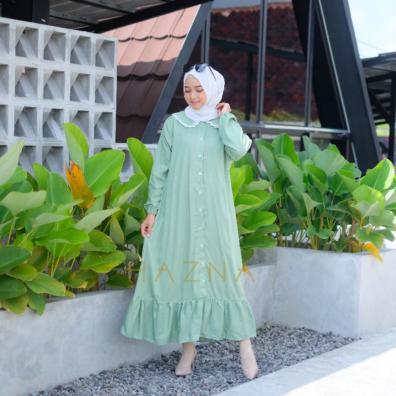 Aquila Dress Midi Collar Korea Style Bahan Rayon