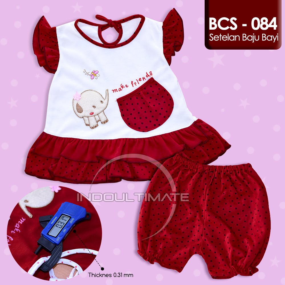 Setelan Baju Bayi Perempuan Baru Lahir Newborn Murah Dress Baju Bayi 0-6 Bulan Set Celana BCS-084