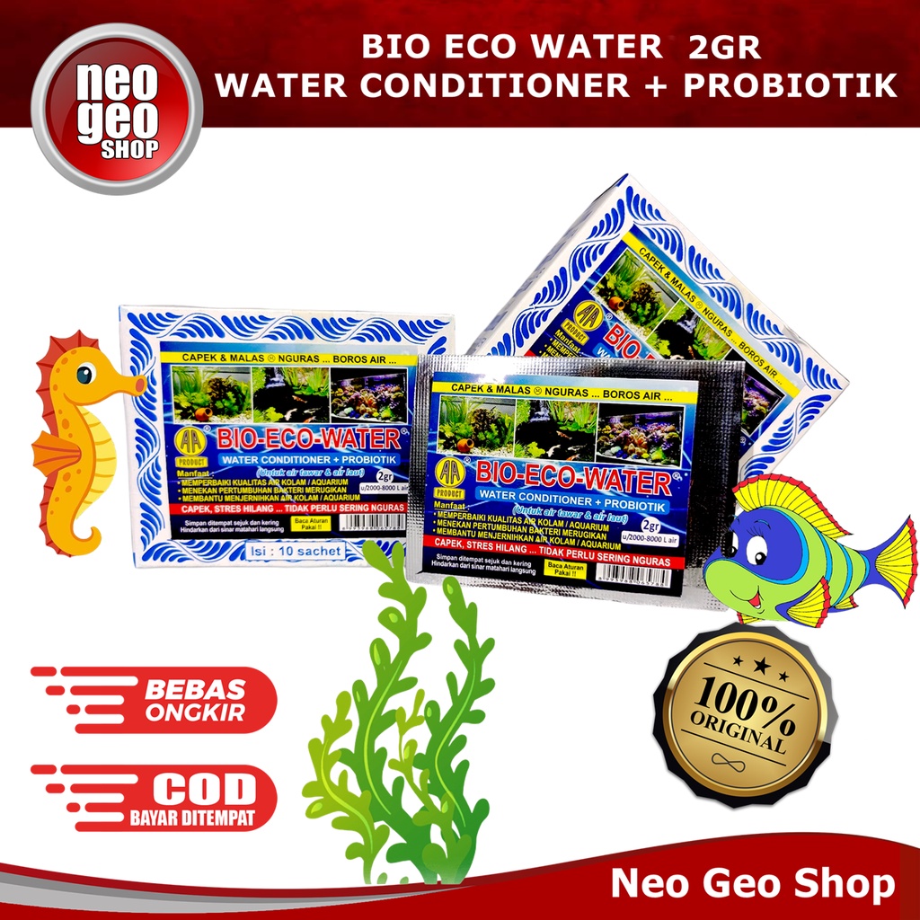 BIO ECO WATER conditioner Probiotik Penjernih Air Aquarium Kolam 2gr 2 gr