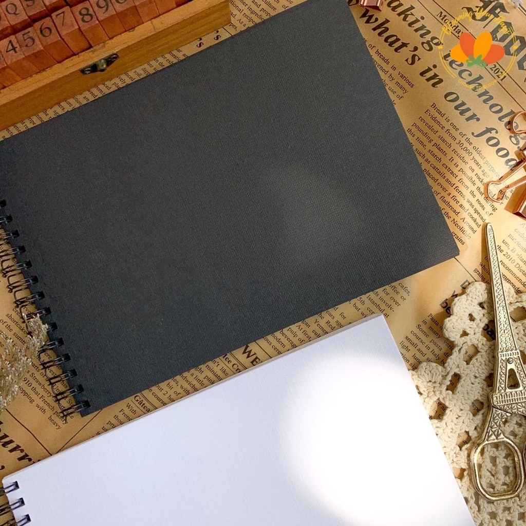

H7Y Bloomingyourdays Scrapbook Album Vintage Hitam Putih Notebook Buku Diary Journal Journaling