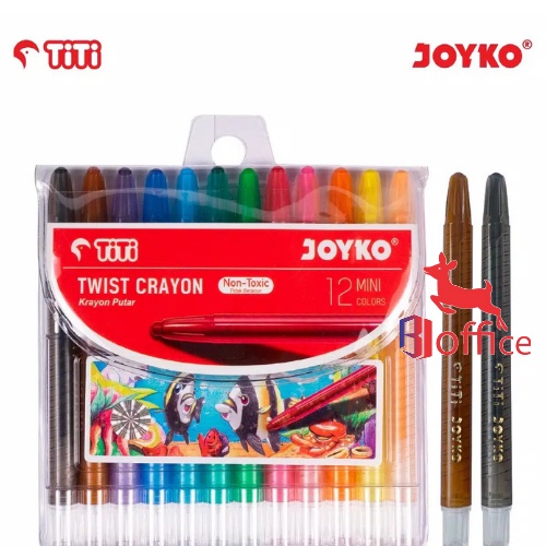 

TWIST CRAYON PUTAR JOYKO TITI TWCR-12MINI 12 Warna Colors TWCR 12 MINI PASTEL KRAYON TIDAK BERACUN