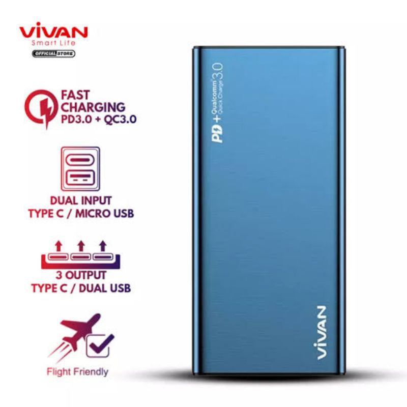 Powerbank 10000mAh 18W Quick charge power bank F-10s Original by vivan