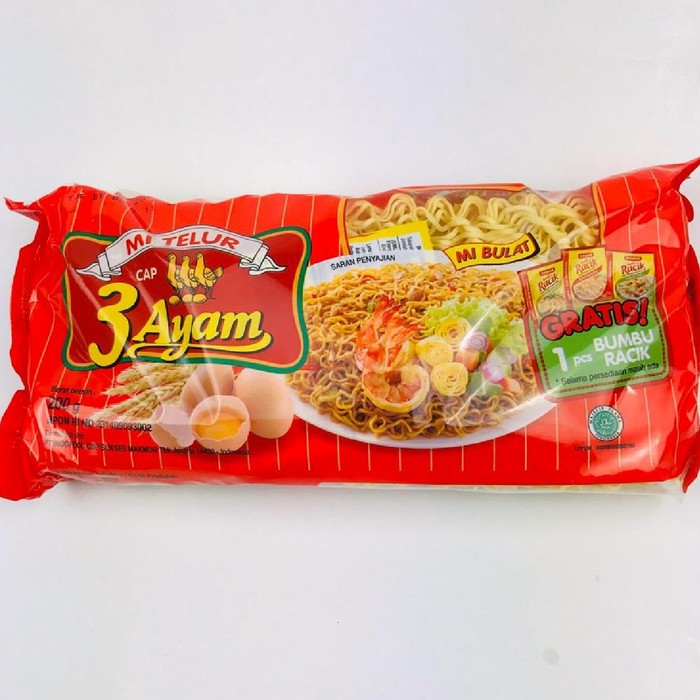 

Mie Telur Bulat Cap 3 Ayam 200gr