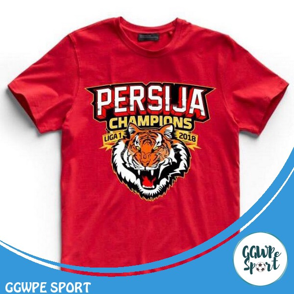 Kaos Distro Persija Jakarta Champion Liga 1 2018 Baju Distro Bola Cowok Katun 20S Kualitas Terbaik