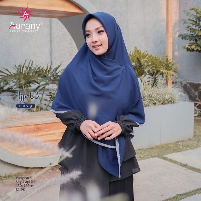 HIJAB SEGIEMPAT SYARI AJP 03 • AURANY  • 130 X 130 APL LIST-NAVY