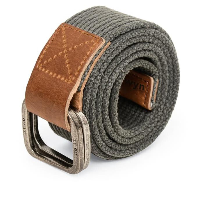 TERBARU  BREWYN Double Metal Buckle Canvas Belt/Ikat pinggang pria - JABBER - Abu -abu Tua