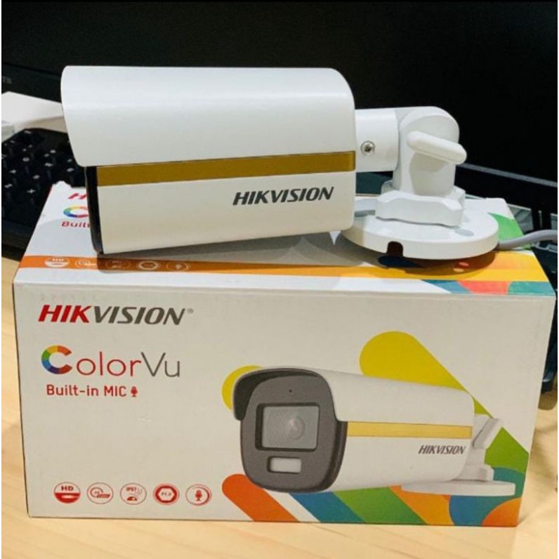 Kamera Cctv Hikvision Outdoor DS-2CE12DF3T-FS ColorVu 2mp Full hd 1080p Audio Original