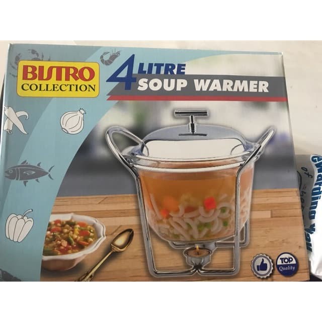 [RESTOCK] Pemanas kaca pyrex merk BISTRO 4liter/ soup warmer/panci kaca sop