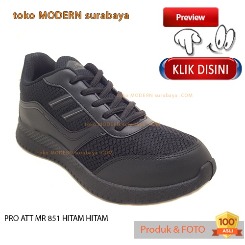 Sepatu pria sekolah casual sneakers tali PRO ATT MR 851 HITAM HITAM