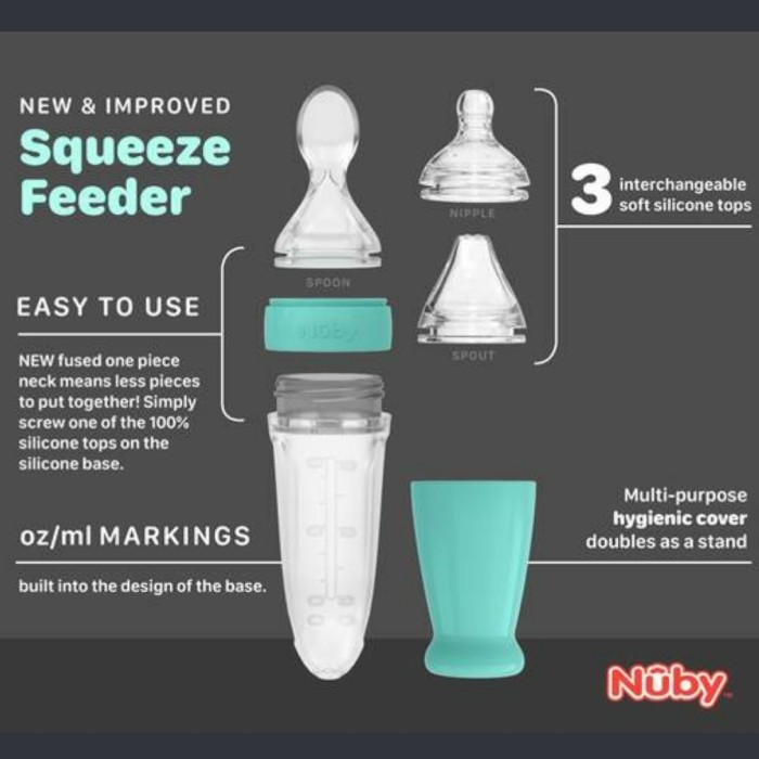 NUBY 2in1 Squeeze Feeder Botol Sendok Silicone