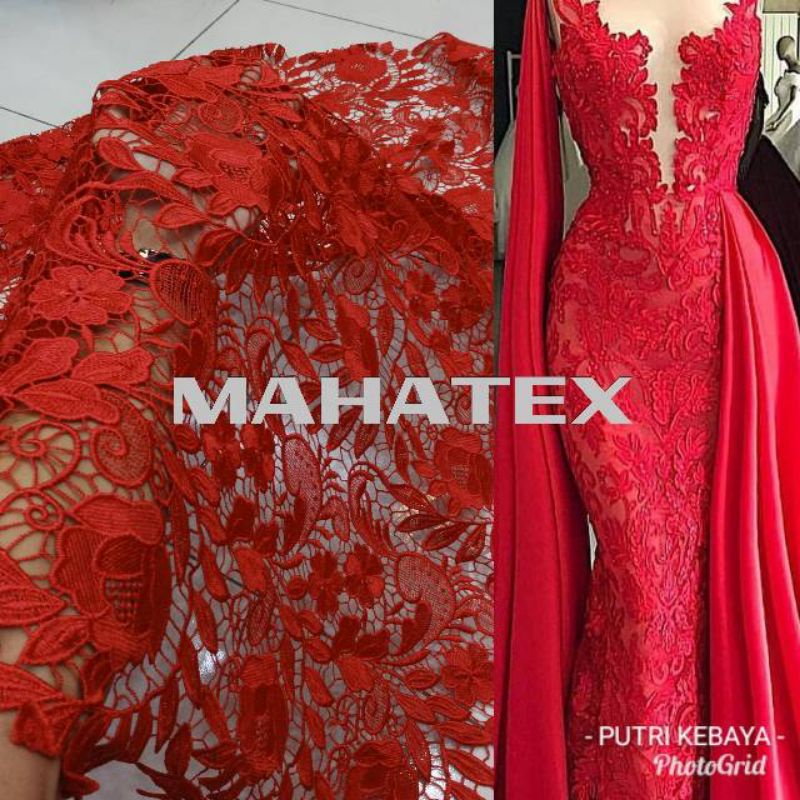 BAHAN KAIN BROKAT - OKI PRADA KOREA BORDIR TEBAL - BAHAN KEBAYA GAUN NIKAH