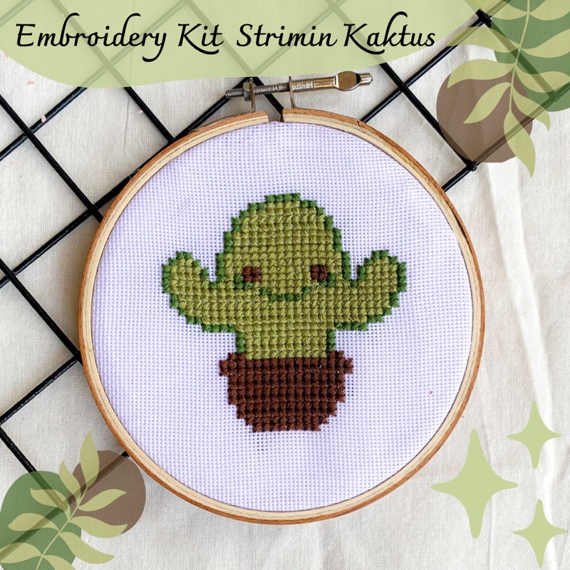 Embroidery Kit Strimin Kaktus - Paket sulam kristik