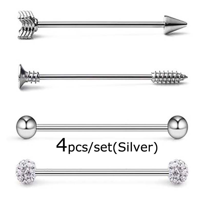 4pcs/sets 14G Scaffold Barbell Earring Tribal Arrow Cartilage Piercing Stainless Steel