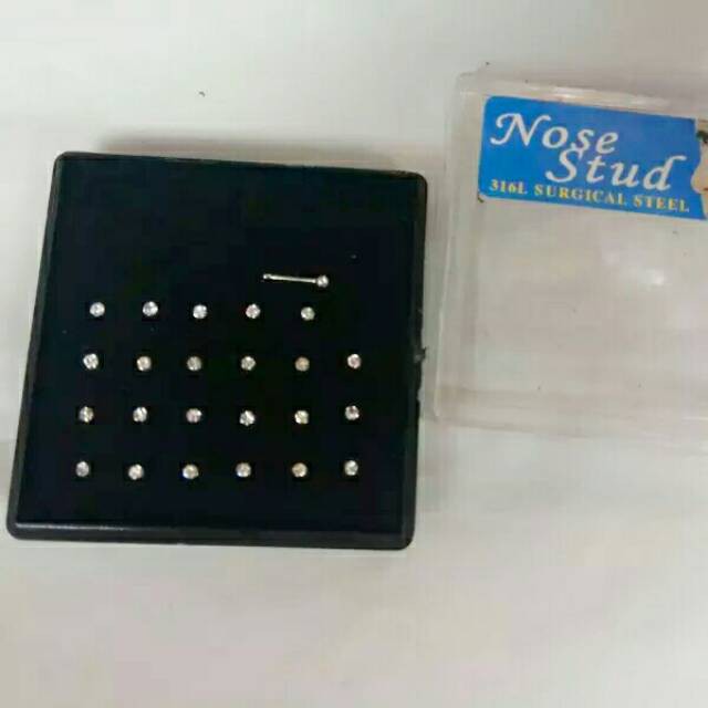 Anting hidung/stud nose/anting tusuk stenlis isi 24 pcs