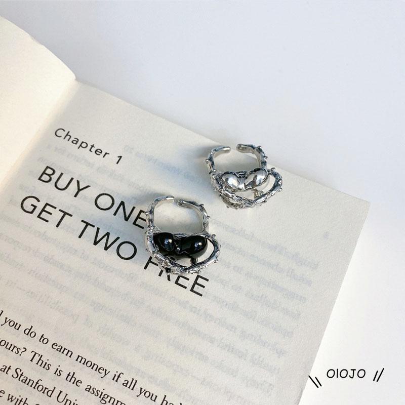 【COD】Cincin Model Terbuka Desain Duri Hati Warna Hitam