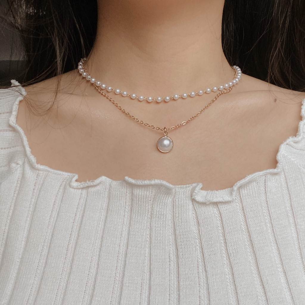 pearl necklace / Kalung Wanita Korea Aksesoris Necklace