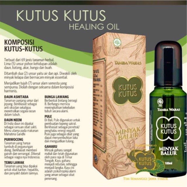 Minyak HERBAL Kutus Kutus ~ Kutuskutus ~Organic Healing Oil Asli Tamba