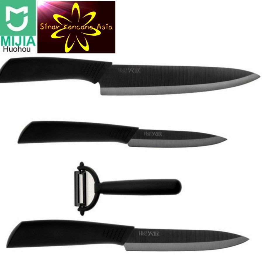 Huohou Ceramic Knife Set 4 in 1-Nano Set Pisau Dapur buah