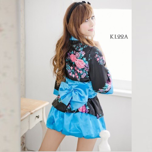 [PRODUK FAVORIT] BAJU TIDUR KIMONO PIYAMA KIMONO WANITA LINGERIE KIMONO MOTIF BIRU KL22A