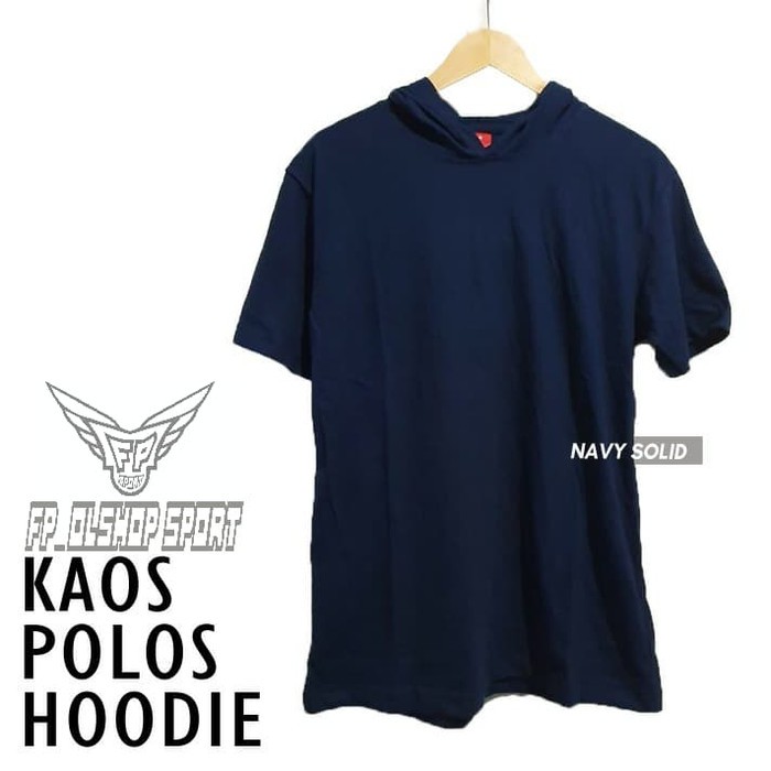 Kaos Hoodie Polos Lengan Pendek Baju Hoodie Pria Wanita Banyak Warna - Hitam