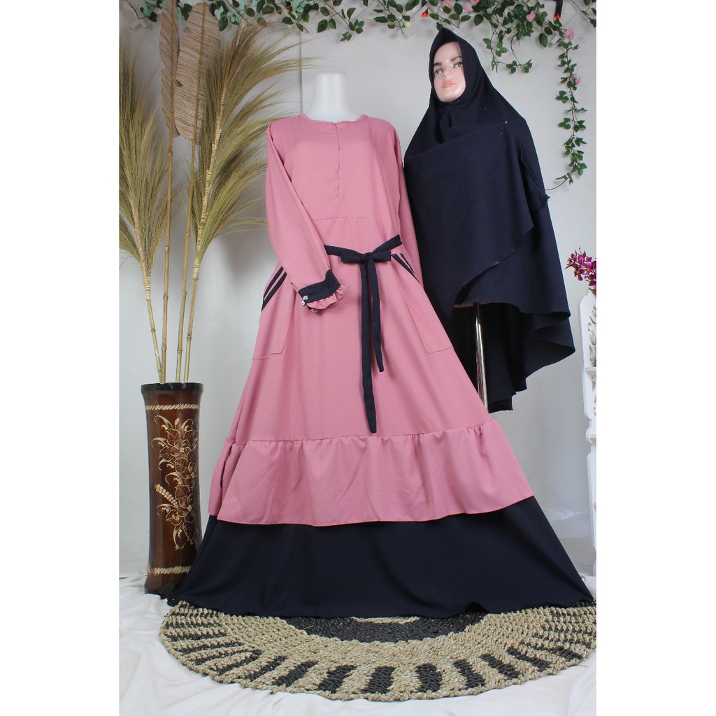 Gamis set jilbab SYARI terbaru RIBELLA itycrepe premium remaja muslimah fashion wear style