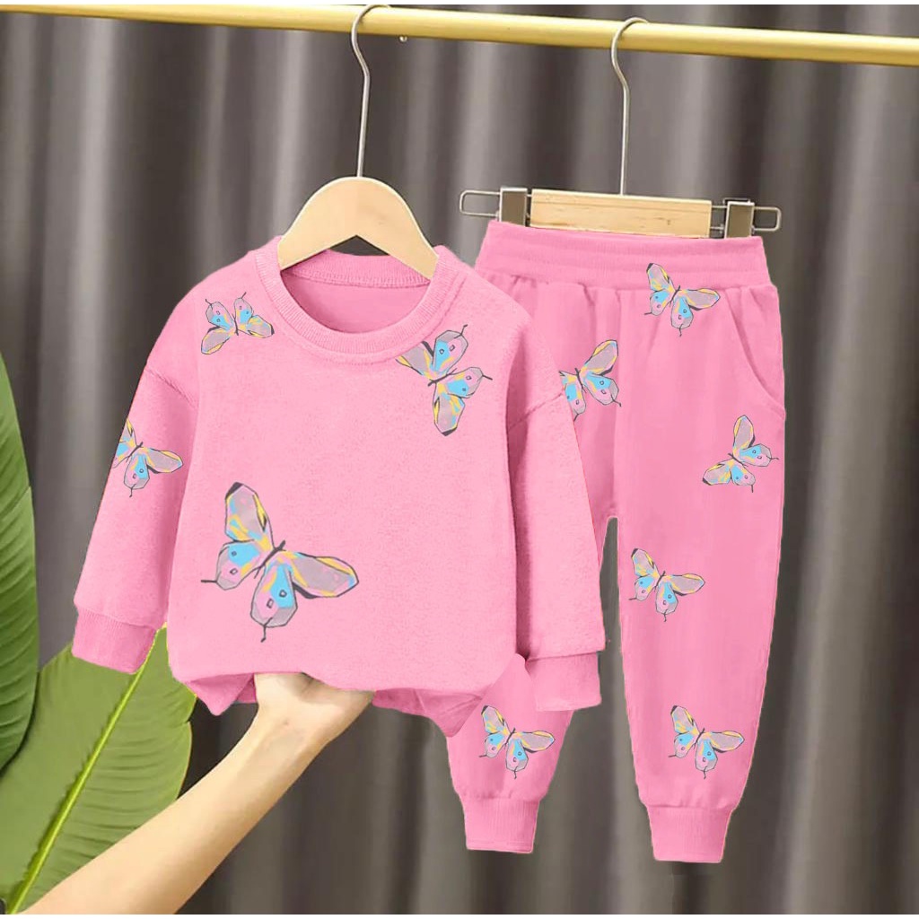 PROMO-SETELAN SWEATER JOGGER ANAK PEREMPUAN 1-5 TAHUN SETELAN SWEATER JOGGER KUPU KUPU  ANAK PEREMPUAN BAJU ANAK PEREMPUAN SETELAN ANAK PEREMPUAN SETELAN MUSIM DINGIN BAJU ANAK TERLARIS