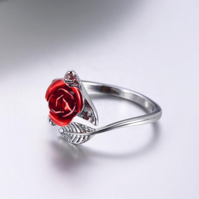 Cincin Model Terbuka Bahan Alloy Desain Mawar Gaya Korea / Simple / Unik / Retro Adjustable Untuk Wanita