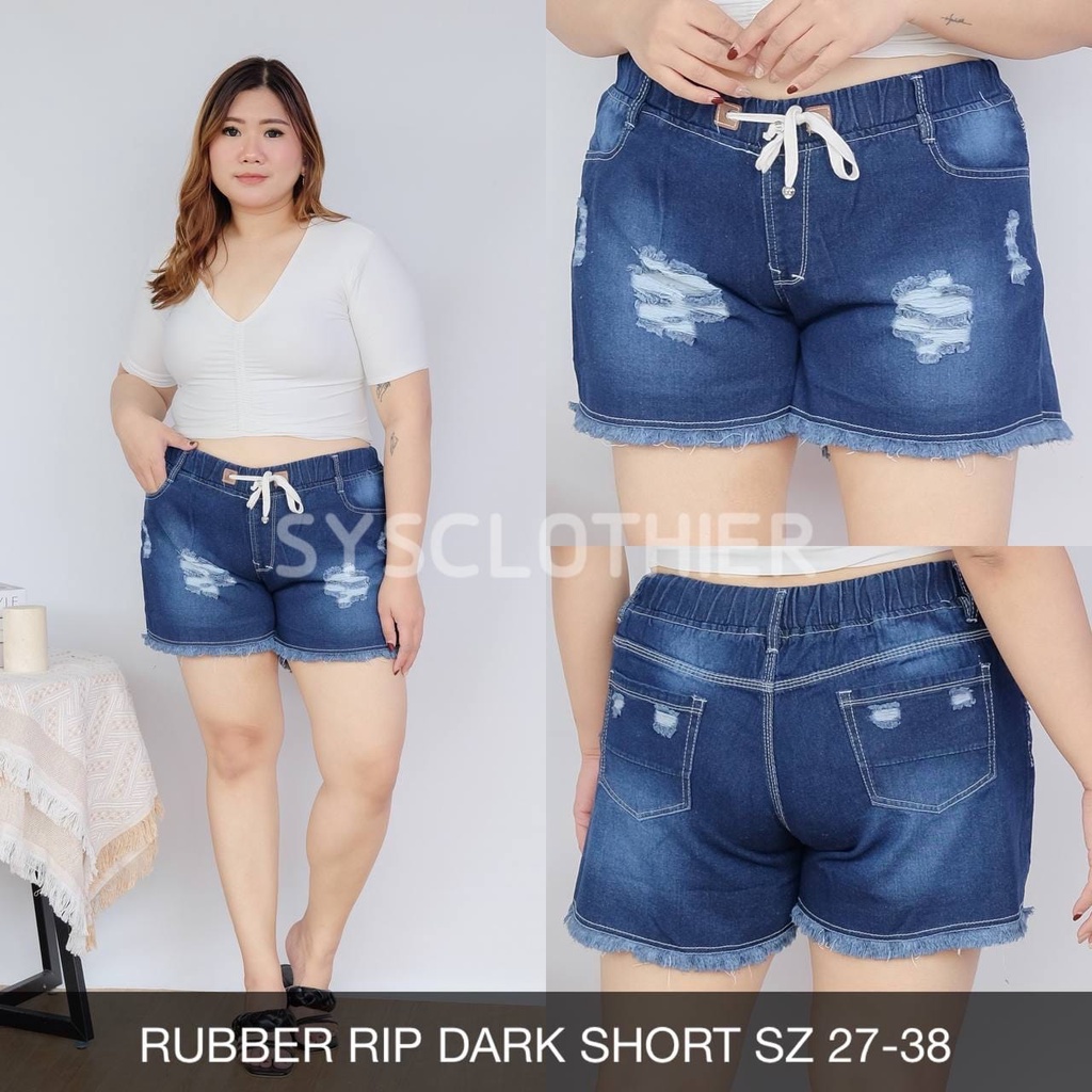 CELANA JEANS WANITA RUBBER DARK SHORT